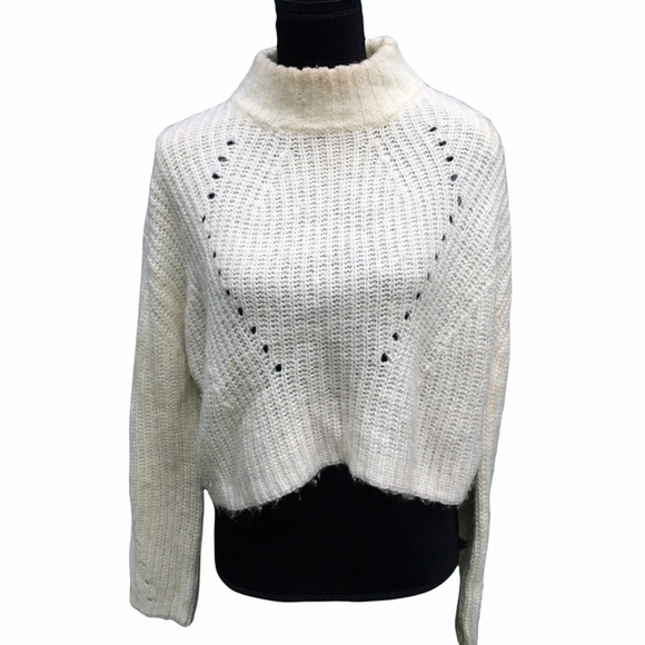 UNIF White Knit Turtleneck Cropped Sweater L - Picture 1 of 5